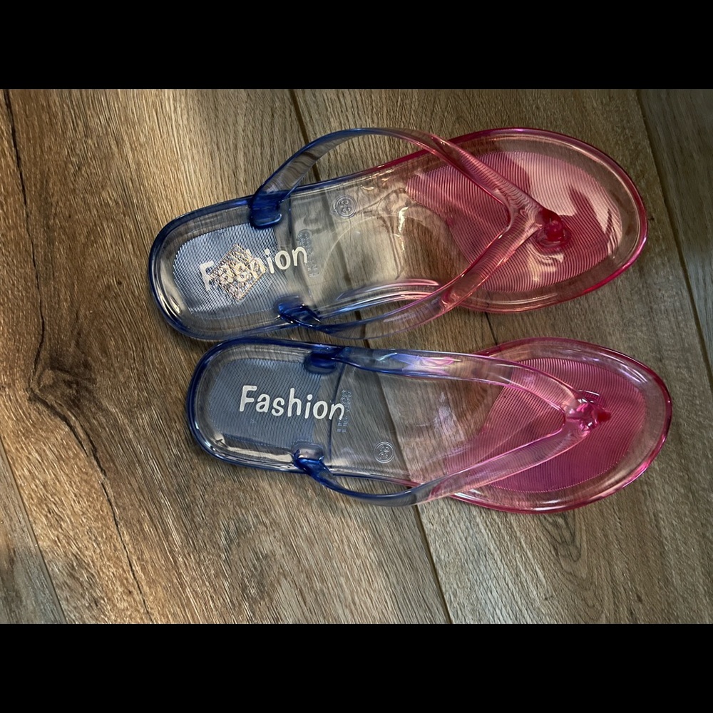 💕 JELLY FLIP FLOPS. PINK AND BLUE EUR 39 ( 7.5 ) - Picture 5 of 5
